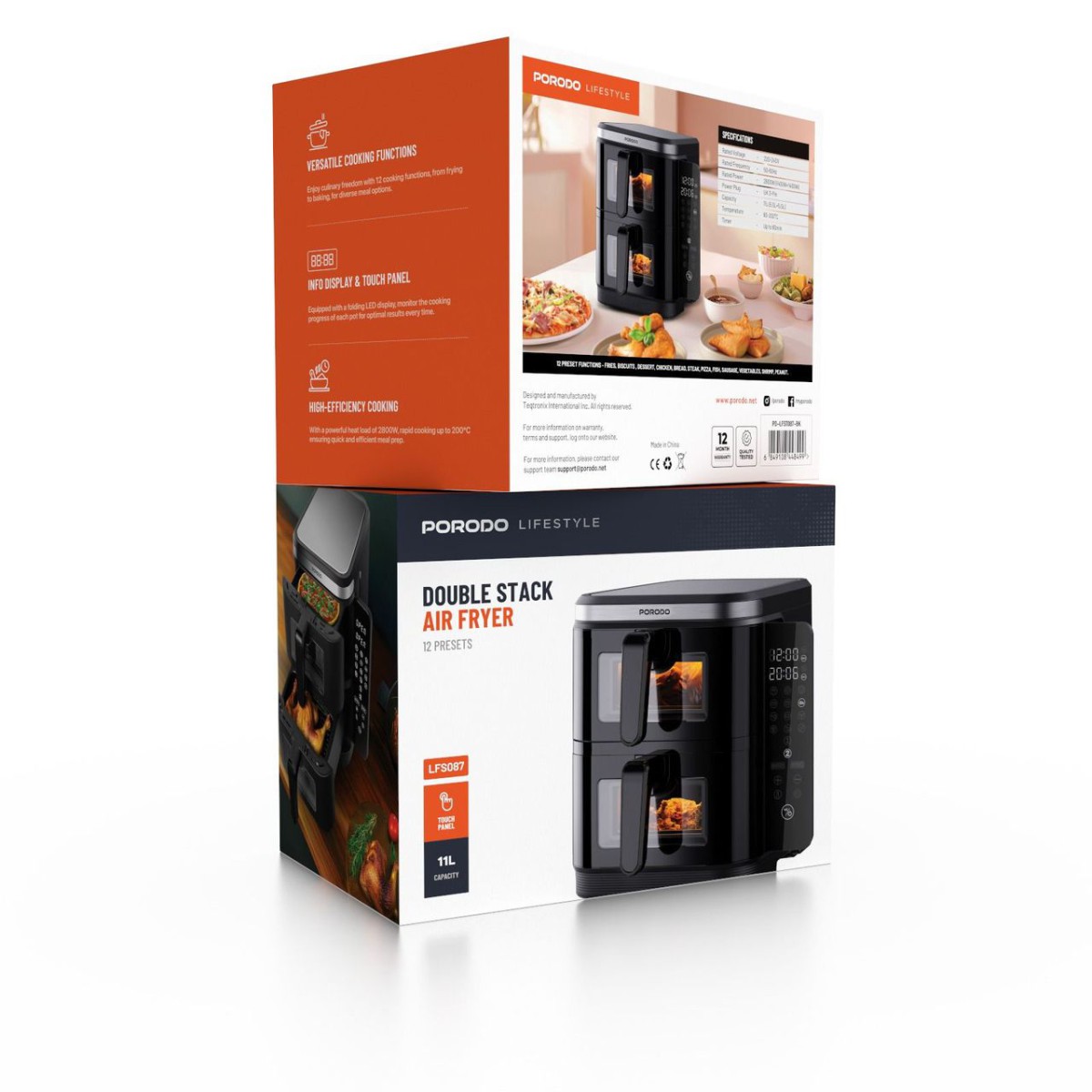 سرخ کن بدون روغن ( هوا پز ) دو طبقه پرودو PORODO مدل LFS087